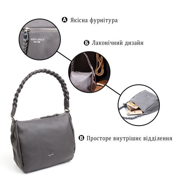 Жіноча шкіряна сумка-хобо KARYA SO-20864 сіра SO-20864 фото