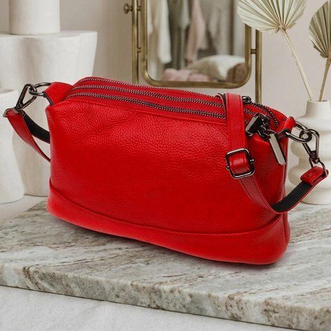 Женская кожаная сумка-кросс-боди Vintage SO-22102 красная SO-22102 фото