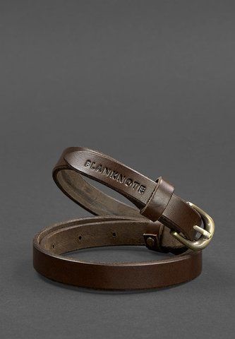 Жіночий коричневий вузький шкіряний ремінь BlankNote BN-BELT-4-flint BN-BELT-4-flint фото