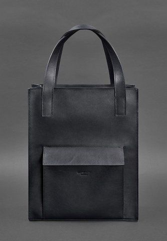 Синя шкіряна сумка-шопер BlankNote BN-BAG-10-1-navy-blue BN-BAG-10-1-navy-blue фото