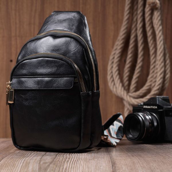 Женская сумка-слинг из экокожи Vintage SO-22770 черная SO-22770 фото