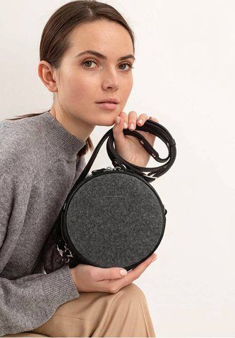 Женская черная сумка кросс-боди из фетра с кожаными вставками BlankNote BN-BAG-23-felt-g BN-BAG-23-felt-g фото