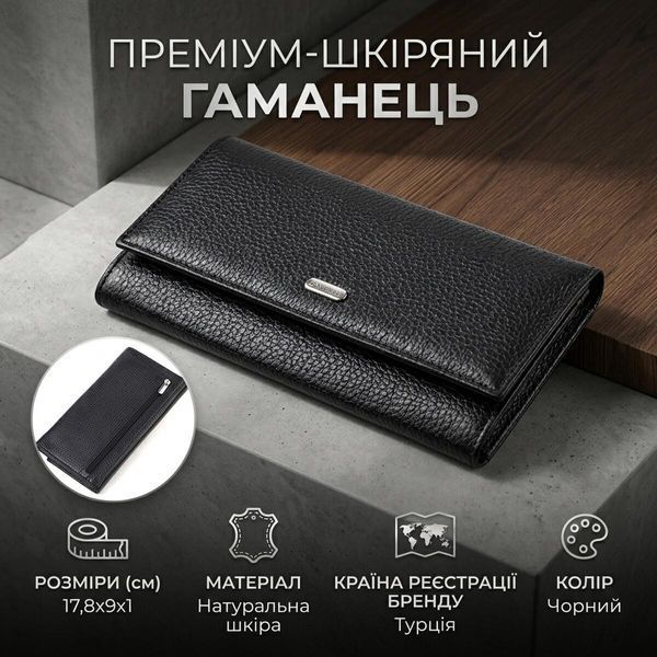 Шкіряний гаманець-клатч чорного кольору CANPELLINI SO-21822 SO-21822 фото