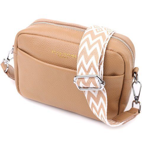 Жіноча шкіряна сумка-крос-боді Vintage SO-SALE_15139 бежева SO-sale_15139 фото
