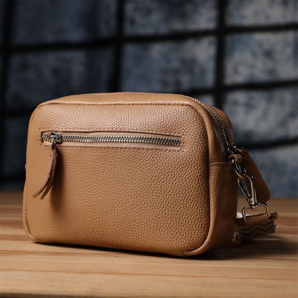 Женская кожаная сумка-кросс-боди Vintage SO-SALE_15139 бежевая SO-sale_15139 фото
