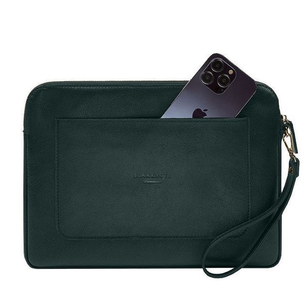 Зеленый кожаный чехол для MacBook 13 на молнии BlankNote BN-GC-29-malachite фото