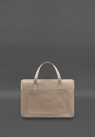 Светло-бежевая кожаная сумка-чехол для ноутбука 13 BlankNote BN-GC-4-light-beige фото
