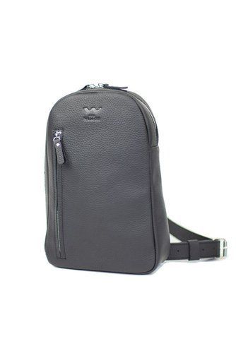Мужская черная сумка-рюкзак из натуральной кожи The Wings TW-Chest-bag-black-flo TW-Chest-bag-black-flo фото