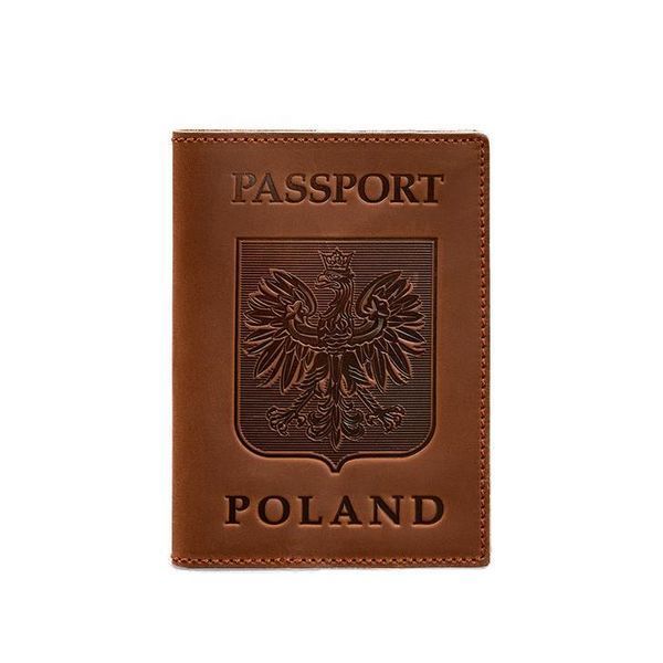 Светло-коричневая кожаная обложка для паспорта с гербом Польши BlankNote BN-OP-PL-k-kr фото