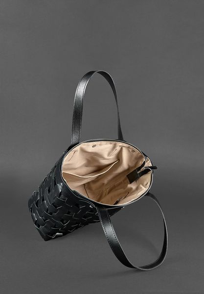 Черная плетеная сумка-шоппер из кожи и текстиля BlankNote BN-BAG-33-ygol BN-BAG-33-ygol фото
