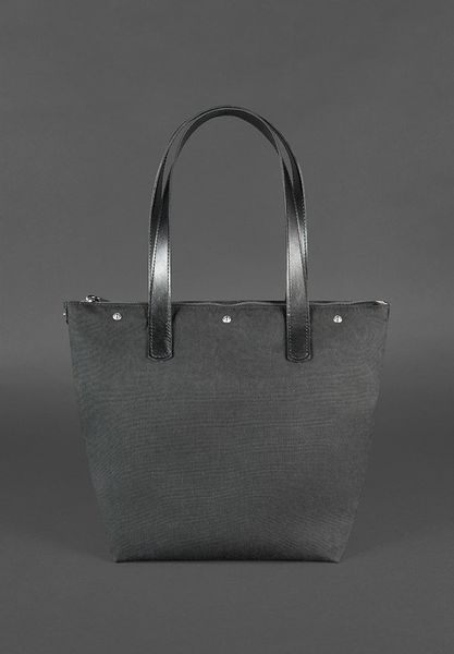 Черная плетеная сумка-шоппер из кожи и текстиля BlankNote BN-BAG-33-ygol BN-BAG-33-ygol фото