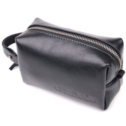 Шкіряна косметичка на блискавці чорна GRANDE PELLE SO-16761 SO-16761 фото