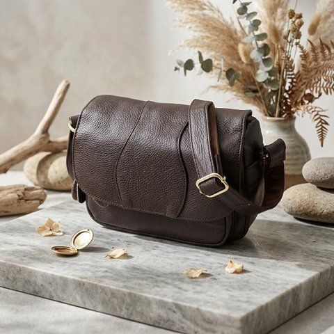 Жіноча шкіряна сумка-крос-боді Vintage SO-22973 коричнева SO-22973 фото
