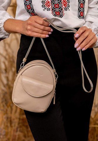 Кожаная женская сумка кросс-боди светло-бежевая The Wings TW-Kroha-light-beige TW-Kroha-light-beige фото