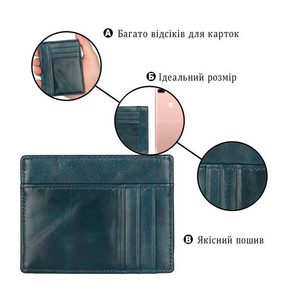 Зелений кардхолдер из натуральной кожи Vintage SO-14501 SO-14501 фото