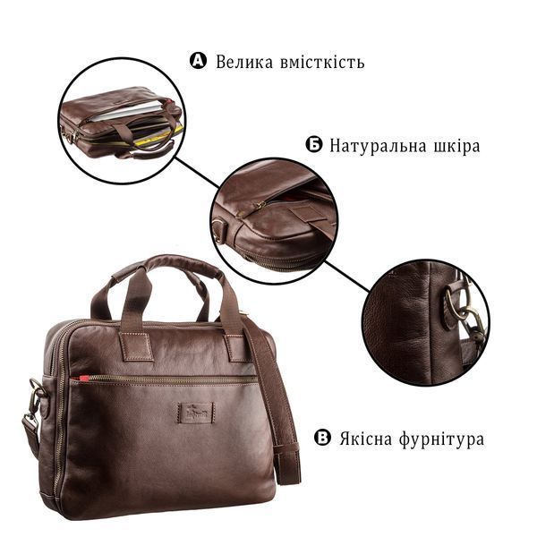 Мужской кожаный портфель SHVIGEL SO-19107 коричневый SO-19107 фото