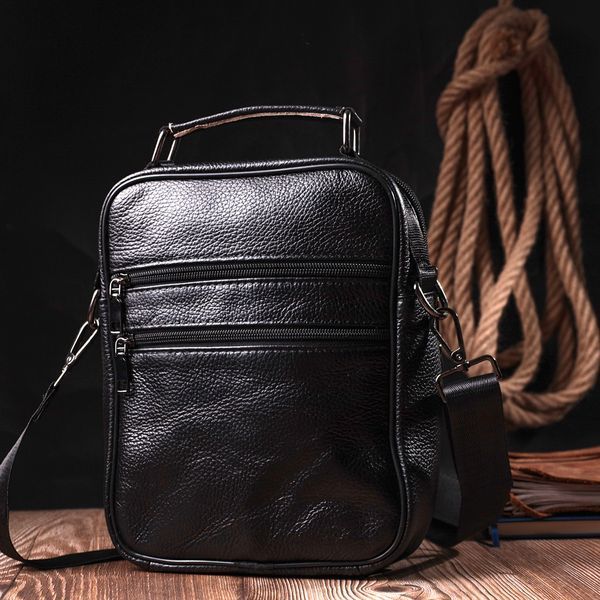 Мужская кожаная сумка-мессенджер Vintage SO-SALE_15039 черная SO-sale_15039 фото