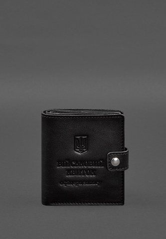 Черная обложка-портмоне из натуральной кожи для билета офицера запаса BlankNote BN-OP-22-g фото