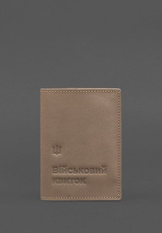 Светло-бежевая кожаная обложка для военного билета BlankNote BN-OP-7-3-beige-kr фото