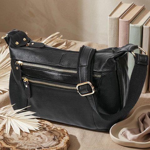 Женская кожаная сумка-кросс-боди Vintage SO-20686 черная SO-20686 фото