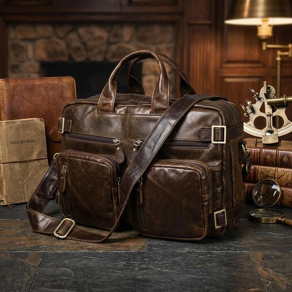 Чоловічий шкіряний портфель Vintage SO-14074 коричневий SO-14074 фото