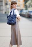 Синяя плетеная сумка-шоппер из кожи и текстиля BlankNote BN-BAG-33-nn BN-BAG-33-nn фото