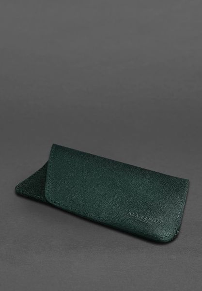 Зеленый чехол для очков из натуральной кожи BlankNote BN-GC-23-malachite фото