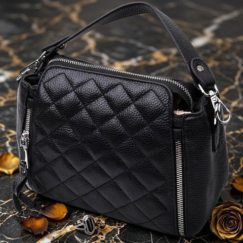 Жіноча шкіряна сумка-крос-боді Vintage SO-22667 чорна SO-22667 фото