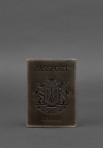 Темно-коричневая кожаная обложка для паспорта с гербом Украины BlankNote BN-OP-UA-o фото