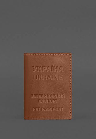 Світло-коричнева обкладинка з натуральної шкіри для ветеринарного паспорта BlankNote BN-OP-35-k фото