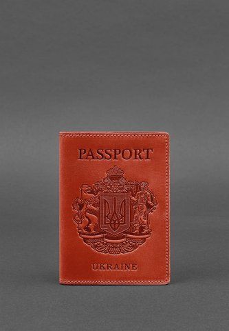 Коралова обкладинка з натуральної шкіри для паспорта BlankNote BN-OP-UA-coral фото