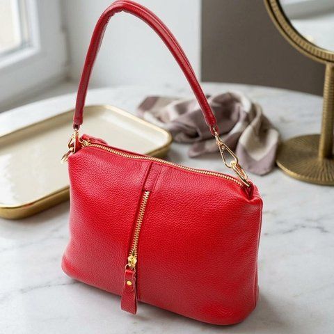 Женская кожаная сумка-кросс-боди Vintage SO-22136 красная SO-22136 фото