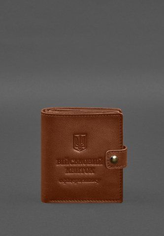 Світло-коричнева шкіряна обкладинка-портмоне для квитка офіцера запасу BlankNote BN-OP-22-k фото