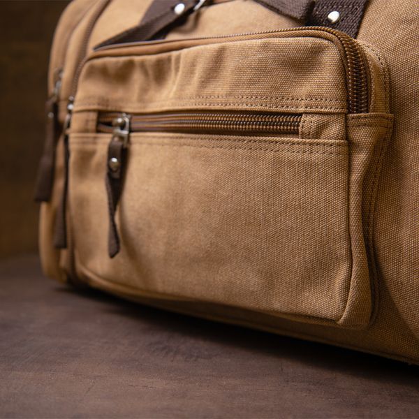 Женская текстильная дорожная сумка Vintage SO-20666 коричневая SO-20666 фото