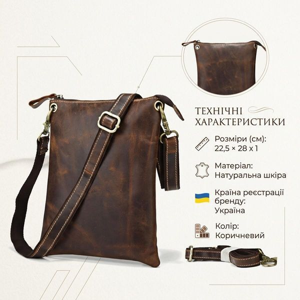 Мужская кожаная сумка-планшет Vintage SO-14061 коричневая SO-14061 фото