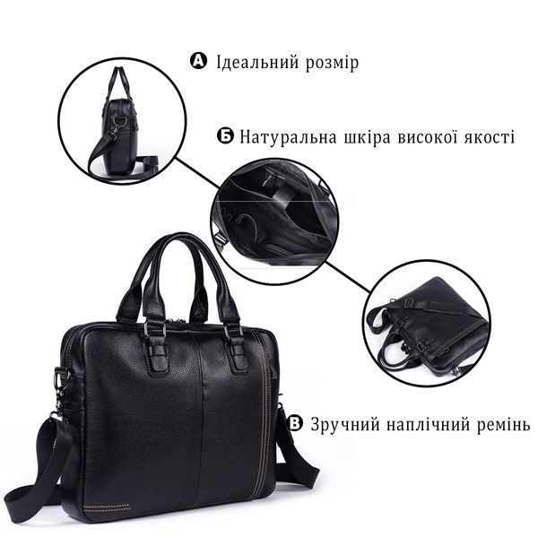 Чоловічий шкіряний портфель Vintage SO-14672 чорний SO-14672 фото
