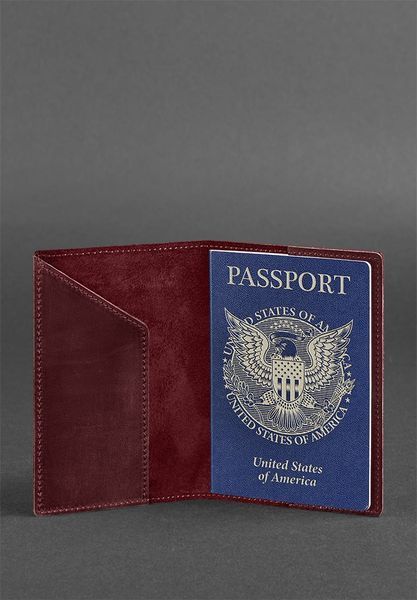 Бордовая кожаная обложка для паспорта с гербом США BlankNote BN-OP-USA-vin-kr фото