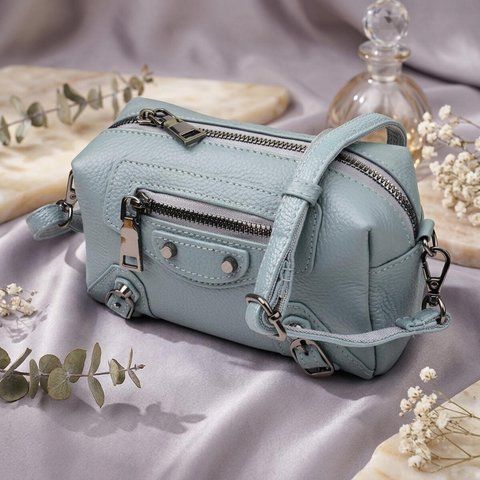 Женская кожаная сумка-кросс-боди Vintage SO-22925 голубая SO-22925 фото