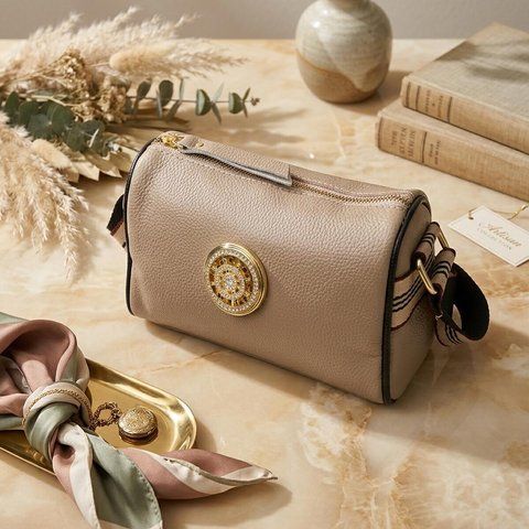 Жіноча шкіряна сумка-крос-боді Vintage SO-22263 бежева SO-22263 фото